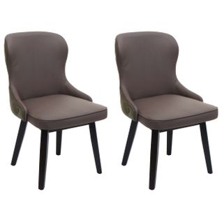 Lot De 2 Chaises De Salle à Manger Rembourrée Coutures Décoratives Au Dos Assise En Tissu Vert Fon