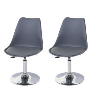 Lot De 2 Chaises De Salle à Manger Réglable En Hauteur Pivotante Pvc Et Plastique Gris Foncé Piète