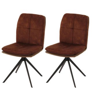 Lot De 2 Chaises De Salle à Manger Pivote à 180° Cadre Trépied En Métal Assise En Tissu Marron 04_