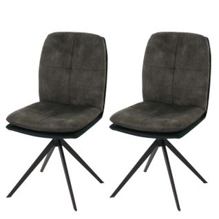 Lot De 2 Chaises De Salle à Manger Rotative En Tissu Vert Cadre De Trépied 04_0007400