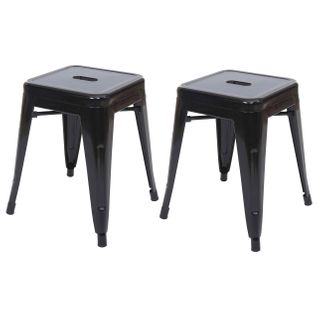 Lot De 2 Tabourets En Métal Design Industriel Empilable Noir 04_0007481