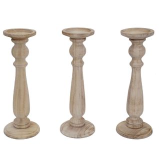Lot De 3 Bougeoirs Design Vintage Hauteur 35 Cm Marron Naturel 04_0007497