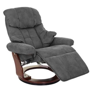 Fauteuil TV De Relaxation Pivotant En Tissu/textile Gris Foncé Cadre En Bois Mouluré Aspect Noyer