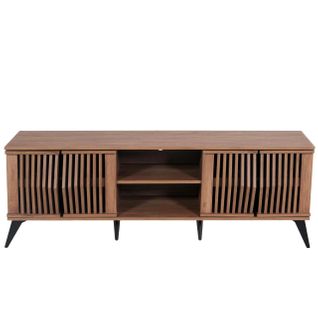Meuble TV Avec Quatre Portes Et Six Compartiments 55 X 166 X 41 Cm Mdf Marron 04_0007866