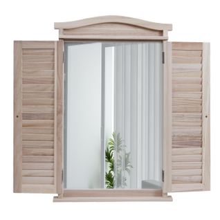 Miroir Mural Forme Fenêtre Avec Volets 71x46x5 Cm En Bois Vieilli 04_0007888