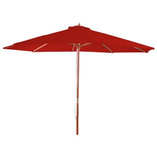 Parasol De Jardin Diamètre 3m Polyester Rouge Et Bois Pieds De Parasol Non Inclus 04_0008012