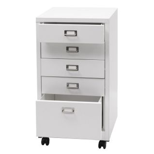 Armoire De Bureau Caisson à Tiroirs En Acier Laminé à Froid Blanc 75 X 40 X 41 Cm 5 Tiroirs 04_000