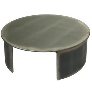 Table Basse Table D'appoint Design Industriel Ronde Diamètre 80 Cm En Bois Aspect Métal Brossé 04_