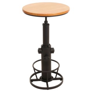 Table De Bar Bistro Comptoir Réglable En Hauteur Repose-pieds Siège Rotatif Design Industriel Bois