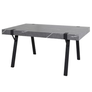 Table à Manger Design Industriel 150x90 Cm Mdf Aspect Marbre Gris Et Fer 04_0008562