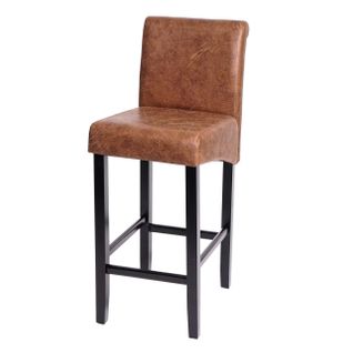Tabouret De Bar Chaise De Comptoir X1 En Tissu Imitation Daim Pieds En Bois Foncés 04_0008582