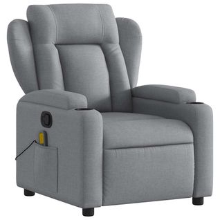 Fauteuil De Relaxation TV Fonction Massage 6 Points De Massage Inclinable En Tissu Gris Clair Dec0