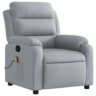 Fauteuil De Relaxation TV Fonction Massage Inclinable 6 Points De Massage En Tissu Gris Clair Dec0