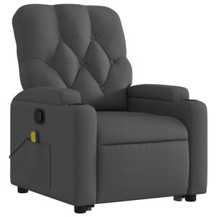 Fauteuil De Relaxation TV Fonction Massage Inclinable Levage Électrique En Tissu Gris Foncé Dec026