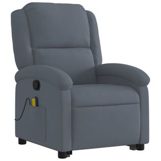 Fauteuil De Relaxation TV Fonction Massage Inclinable Levage Électrique En Velours Gris Foncé Dec0