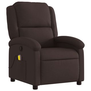 Fauteuil De Relaxation TV Fonction Massage Inclinable En Tissu Marron Foncé Dec026990