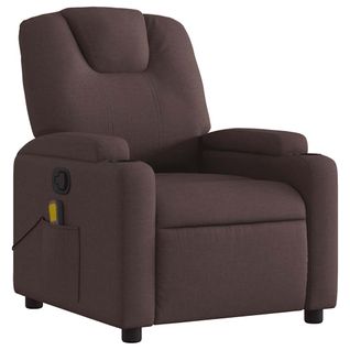 Fauteuil De Relaxation TV Fonction Massage Inclinable 6 Points De Massage En Tissu Marron Foncé