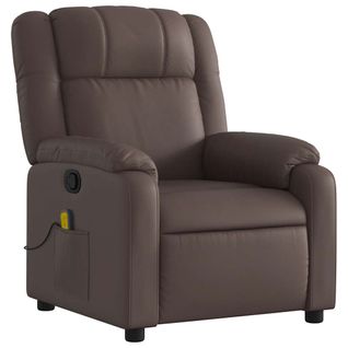 Fauteuil De Relaxation TV Fonction Massage Inclinable 6 Points De Massage En Pvc Marron Pvc Dec027