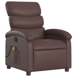 Fauteuil De Relaxation TV Fonction Massage Inclinable 6 Points De Massage En Pvc Marron Dec027005
