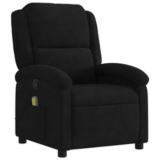 Fauteuil De Relaxation TV Fonction Massage Inclinable 6 Points De Massage En Velours Noir Dec02707