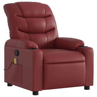 Fauteuil De Relaxation TV Fonction Massage Inclinable 6 Points De Massage En Pvc Rouge Bordeaux