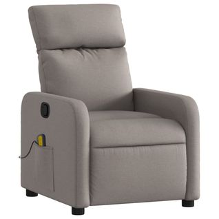 Fauteuil De Relaxation TV Fonction Massage Inclinable 6 Points De Massage En Tissu Taupe Dec027116