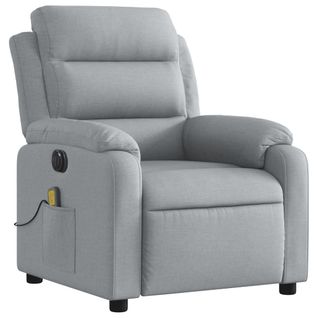 Fauteuil De Relaxation TV Fonction Massage Inclinable Électrique En Tissu Gris Clair Dec027161