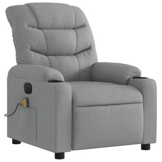 Fauteuil De Relaxation TV Fonction Massage Inclinable Électrique 6 Points De Massage En Tissu Gris