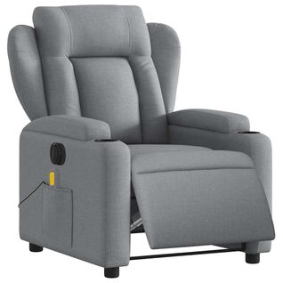 Fauteuil De Relaxation TV Fonction Massage Inclinable Électrique En Tissu Gris Clair Dec027163