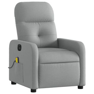Fauteuil De Relaxation TV Fonction Massage Inclinable Électrique 6 Points De Massage En Tissu Gris