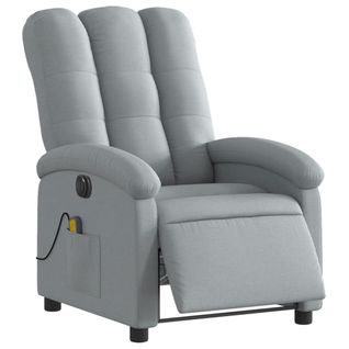 Fauteuil De Relaxation TV Fonction Massage Inclinable Électrique En Tissu Gris Clair Dec027166