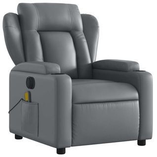 Fauteuil De Relaxation TV Fonction Massage Inclinable Électrique 6 Points De Massage En Pvc Gris