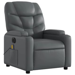 Fauteuil De Relaxation TV Fonction Massage Inclinable Électrique 6 Points De Massage En Pvc Gris