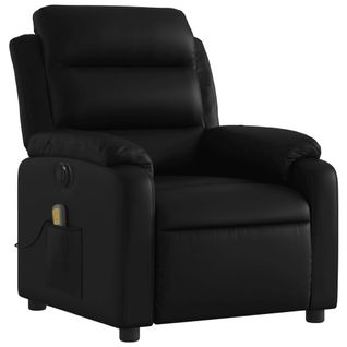 Fauteuil De Relaxation TV Fonction Massage Inclinable Électrique 6 Points De Massage En Pvc Noir