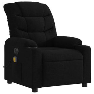 Fauteuil De Relaxation TV Fonction Massage Inclinable Électrique 6 Points De Massage En Tissu Noir