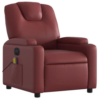 Fauteuil De Relaxation TV Fonction Massage Inclinable Électrique 6 Points De Massage En Pvc Rouge