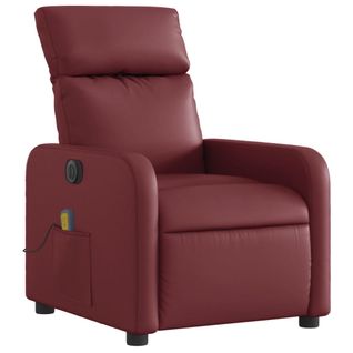 Fauteuil De Relaxation TV Fonction Massage Inclinable Électrique 6 Points De Massage En Pvc Rouge