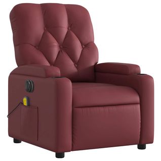 Fauteuil De Relaxation TV Fonction Massage Inclinable Électrique 6 Points De Massage En Pvc Rouge