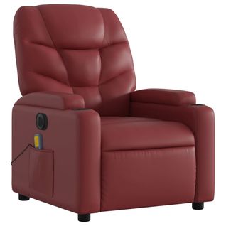 Fauteuil De Relaxation TV Fonction Massage Inclinable Électrique En Pvc Rouge Bordeaux Dec027242