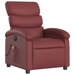 Fauteuil De Relaxation TV Fonction Massage Inclinable Électrique 6 Points De Massage En Pvc Rouge