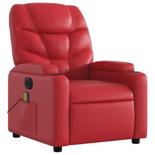 Fauteuil De Relaxation TV Fonction Massage Inclinable Électrique En Pvc Rouge Dec027262