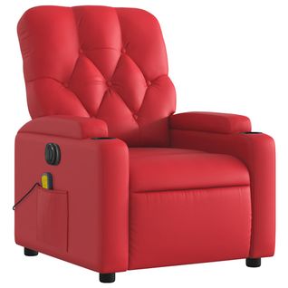 Fauteuil De Relaxation TV Fonction Massage Inclinable Électrique 6 Points De Massage En Pvc Rouge