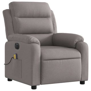 Fauteuil De Relaxation TV Fonction Massage Inclinable Électrique En Tissu Taupe Dec027266