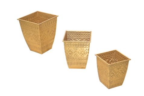 Ensemble De 3 Cache-pots Dorés En Métal – Design Orné Format Haut Dec050061