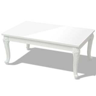 Table Basse De Salon Forme Rectangulaire Design Classique 100 X 60 X 42 Cm Mdf Blanc Brillant Dec0