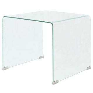 Table Basse De Salon Design Moderne 49,5 X 50 X 45 Cm Verre Trempé Transparent Dec037074