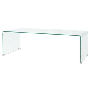 Table Basse De Salon Design Contemporain 98 X 45 X 30 Cm Verre Trempé Transparent Dec037252