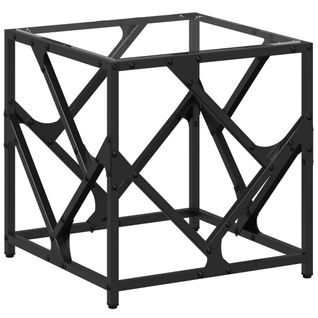 Table D'appoint Design Industriel Avec Dessus En Verre Transparent Et Acier 40 X 40 X 41 Cm Dec037