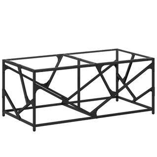 Table Basse De Salon Design Industriel Avec Dessus En Verre Transparent 98,5 X 50 X 41cm Acier Et