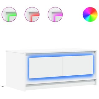 Table Basse De Salon Avec Tiroir Design Moderne Avec Lumières LED 100 X 50 X 43,5 Cm En Bois D'ing